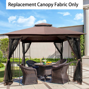 English Elm 10x10 Replacement Gazebo Canopy Top for Double Roof 117"x117" Durable Weather-Resistant Fabric Cover Brown W419101852