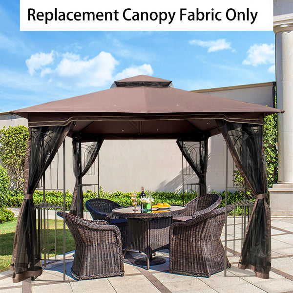 English Elm 10x10 Replacement Gazebo Canopy Top for Double Roof 117"x117" Durable Weather-Resistant Fabric Cover Brown W419101852