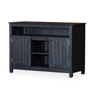 English Elm Eucalyptus Outdoor Sideboard with Slatted Cabinets, Adjustable Shelves & Levelers for Entertaining Espresso B046104520