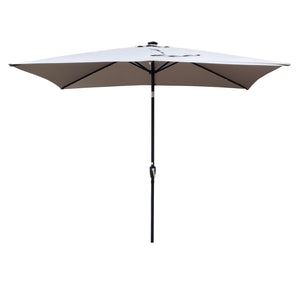 English Elm 10 Solar LED Rectangular Patio Umbrella 10x6.5ft with Crank, Push-Button Tilt, UV40+ Weatherproof Medium grey W65690316