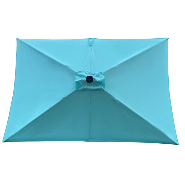 English Elm 10 Solar LED Rectangular Patio Umbrella 10x6.5ft with Crank, Push-Button Tilt, UV40+ Weatherproof Turquoise W65690317