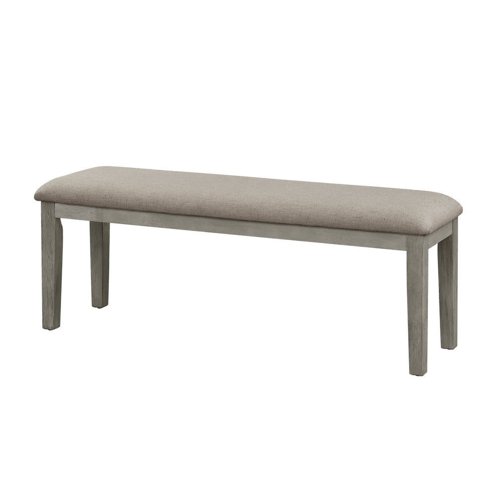 English Elm Fabric 48" Upholstered Dining Bench with Wire-Brushed Light Gray Oak Frame, Neutral Seat Cushion, Compact B011104624