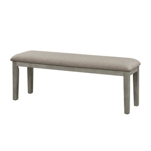 English Elm Fabric 48" Upholstered Dining Bench with Wire-Brushed Light Gray Oak Frame, Neutral Seat Cushion, Compact B011104624