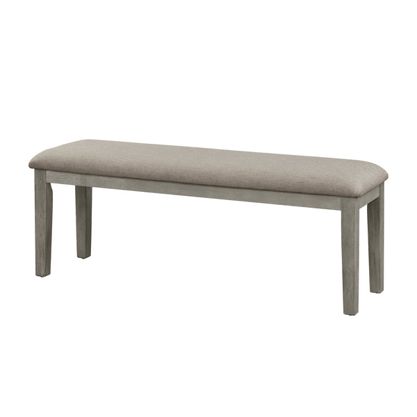 English Elm Fabric 48" Upholstered Dining Bench with Wire-Brushed Light Gray Oak Frame, Neutral Seat Cushion, Compact B011104624