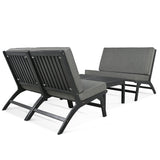 Hearth and Haven Vernon 4 Piece Outdoor Sofa Set with Table and Chairs, Black and Grey