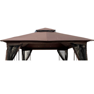 English Elm 10x10 Replacement Gazebo Canopy Top for Double Roof 117"x117" Durable Weather-Resistant Fabric Cover Brown W419101852