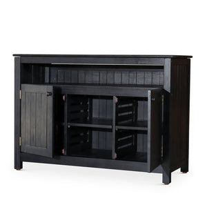 English Elm Eucalyptus Outdoor Sideboard with Slatted Cabinets, Adjustable Shelves & Levelers for Entertaining Espresso B046104520