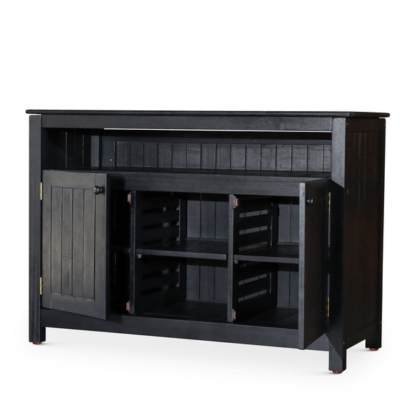 English Elm Eucalyptus Outdoor Sideboard with Slatted Cabinets, Adjustable Shelves & Levelers for Entertaining Espresso B046104520