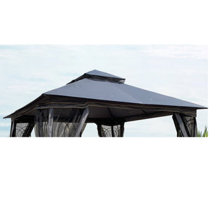 English Elm 10x10 Replacement Gazebo Canopy Top for Double Roof 117"x117" Durable Weather-Resistant Fabric Cover Gray W419101851