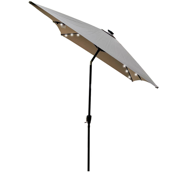 English Elm 10 Solar LED Rectangular Patio Umbrella 10x6.5ft with Crank, Push-Button Tilt, UV40+ Weatherproof Medium grey W65690316