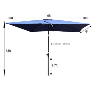 English Elm 6 Patio Umbrella 9x6ft Rectangle Waterproof Crank Tilt Outdoor Sunshade UV40+ Weather‑Resist Navy Blue W65690322