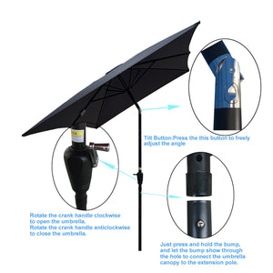 English Elm 6 Patio Umbrella 9x6ft Rectangle Waterproof Crank Tilt Outdoor Sunshade UV40+ Weather‑Resist Anthracite W65690321