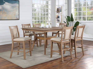 English Elm Transitional Solid Wood Set of 2 Beige Upholstered Side Chairs with Padded Seats and Welts, Timeless Dining Accent Natural 44 L x 20 W x 14 H B011104627
