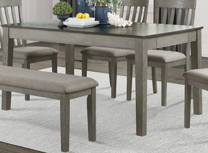 English Elm Country Armhurst 6pc Dining Set with Storage Drawers Bench and Slat Back Chairs in Wire-Brushed Brown Finish Rustic Elegance Gray 51 L x 16.75 W x 6 H B011S00374