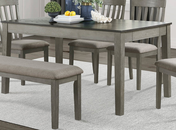 English Elm Country Armhurst 6pc Dining Set with Storage Drawers Bench and Slat Back Chairs in Wire-Brushed Brown Finish Rustic Elegance Gray 51 L x 16.75 W x 6 H B011S00374