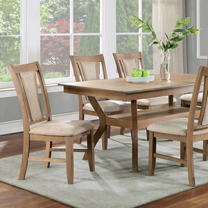 English Elm Transitional Solid Wood Set of 2 Beige Upholstered Side Chairs with Padded Seats and Welts, Timeless Dining Accent Natural 43 L x 20 W x 14 H B011104626