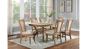 English Elm Transitional Solid Wood Set of 2 Beige Upholstered Side Chairs with Padded Seats and Welts, Timeless Dining Accent Natural 43 L x 20 W x 14 H B011104626