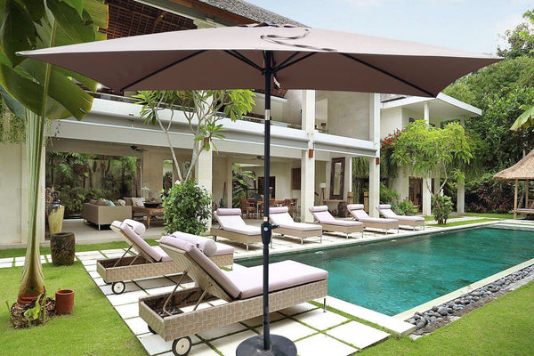English Elm 6 Patio Umbrella 9x6ft Rectangle Waterproof Crank Tilt Outdoor Sunshade UV40+ Weather‑Resist Mushroom W65690320