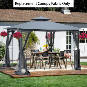 English Elm 10x10 Replacement Gazebo Canopy Top for Double Roof 117"x117" Durable Weather-Resistant Fabric Cover Gray W419101851