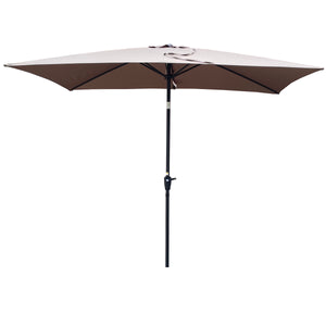 English Elm 6 Patio Umbrella 9x6ft Rectangle Waterproof Crank Tilt Outdoor Sunshade UV40+ Weather‑Resist Mushroom W65690320