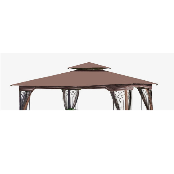 English Elm 10x10 Replacement Gazebo Canopy Top for Double Roof 117"x117" Durable Weather-Resistant Fabric Cover Brown W419101852