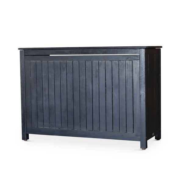 English Elm Eucalyptus Outdoor Sideboard with Slatted Cabinets, Adjustable Shelves & Levelers for Entertaining Espresso B046104520