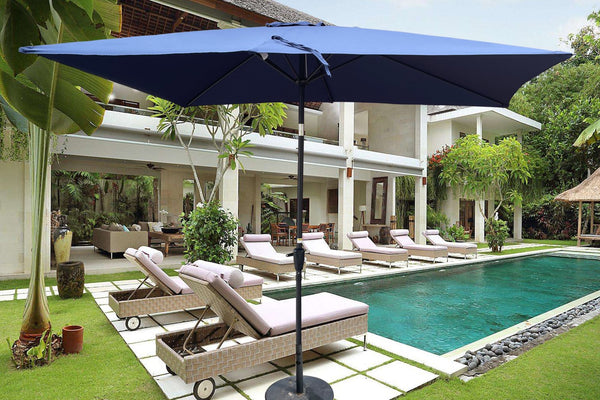 English Elm 6 Patio Umbrella 9x6ft Rectangle Waterproof Crank Tilt Outdoor Sunshade UV40+ Weather‑Resist Navy Blue W65690322