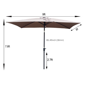 English Elm 6 Patio Umbrella 9x6ft Rectangle Waterproof Crank Tilt Outdoor Sunshade UV40+ Weather‑Resist Mushroom W65690320