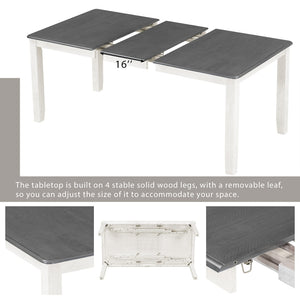 English Elm Trexm Farmhouse Extendable Dining Set Seats Eight Linen Chairs Distressed Wood ST000045AAE