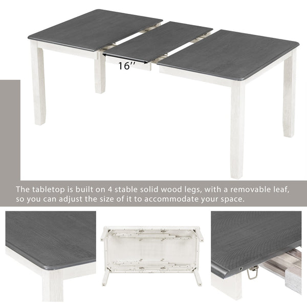 English Elm Trexm Farmhouse Extendable Dining Set Seats Eight Linen Chairs Distressed Wood ST000045AAE