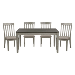 English Elm Country Armhurst 6pc Dining Set with Storage Drawers Bench and Slat Back Chairs in Wire-Brushed Brown Finish Rustic Elegance Gray 21.5 L x 40.5 W x 13 H B011S00375