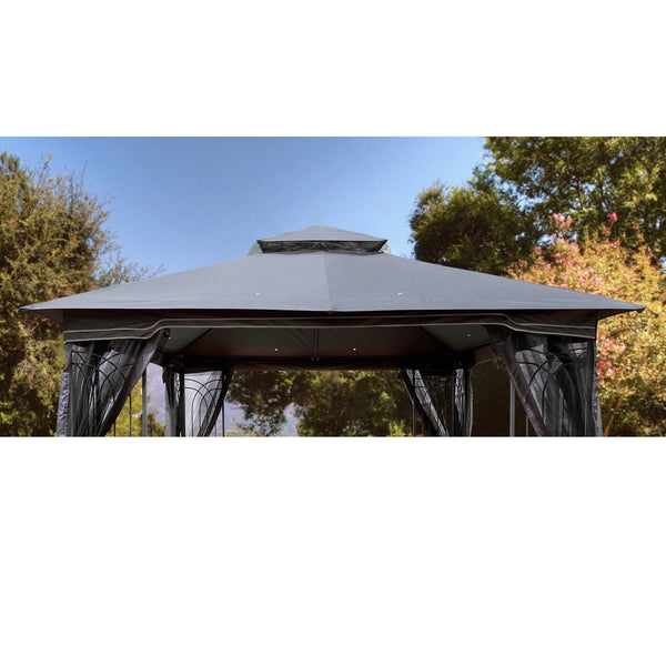 English Elm 10x10 Replacement Gazebo Canopy Top for Double Roof 117"x117" Durable Weather-Resistant Fabric Cover Gray W419101851