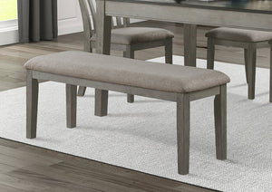 English Elm Fabric 48" Upholstered Dining Bench with Wire-Brushed Light Gray Oak Frame, Neutral Seat Cushion, Compact B011104624