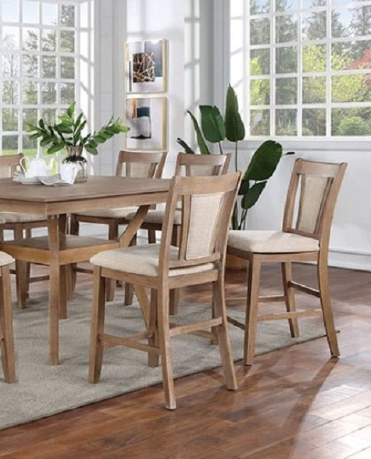 English Elm Transitional Solid Wood Set of 2 Beige Upholstered Side Chairs with Padded Seats and Welts, Timeless Dining Accent Natural 44 L x 20 W x 14 H B011104627