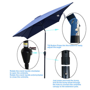 English Elm 6 Patio Umbrella 9x6ft Rectangle Waterproof Crank Tilt Outdoor Sunshade UV40+ Weather‑Resist Navy Blue W65690322