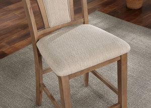 English Elm Transitional Solid Wood Set of 2 Beige Upholstered Side Chairs with Padded Seats and Welts, Timeless Dining Accent Natural 44 L x 20 W x 14 H B011104627