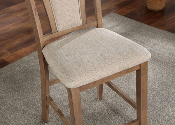 English Elm Transitional Solid Wood Set of 2 Beige Upholstered Side Chairs with Padded Seats and Welts, Timeless Dining Accent Natural 44 L x 20 W x 14 H B011104627