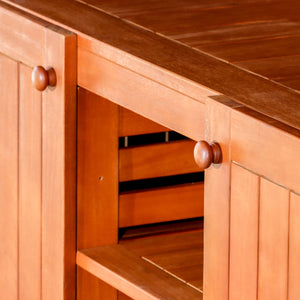 English Elm Eucalyptus Outdoor Sideboard with Slatted Cabinets, Adjustable Shelves & Levelers for Entertaining Natural B046104519