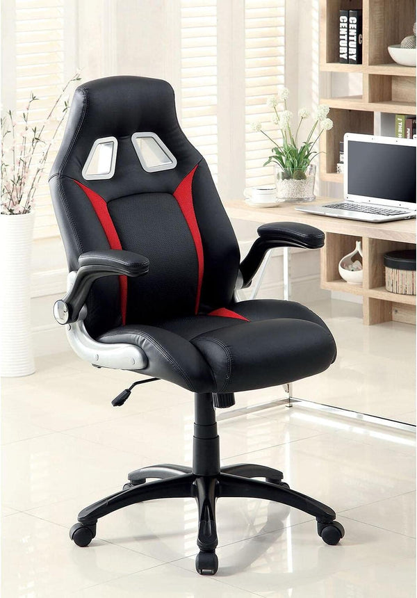 English Elm Stylish Black & Red Gaming Office Chair with Padded Armrests, Adjustable Height, Sturdy Wheels B011104807