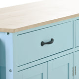 English Elm Kitchen Island Cart With 4 Door Cabinet and Two Drawers and 2 Locking Wheels - Solid Wood Top, Adjustable Shelves, Spice & Towel Rack(Mint Green)