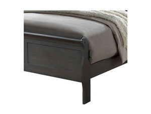 English Elm Classic Sleigh Bed Queen Size Solid Wood Louis Phillipe Design Transitional Master Bedroom Focal Piece Gray 27 L x 57 W x 6 H B011S02031