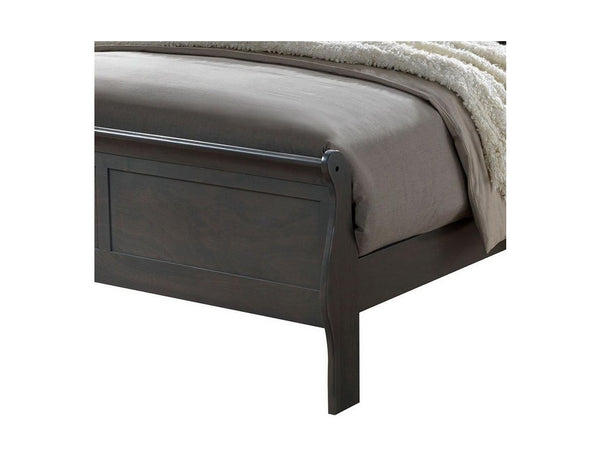 English Elm Classic Sleigh Bed Queen Size Solid Wood Louis Phillipe Design Transitional Master Bedroom Focal Piece Gray 27 L x 57 W x 6 H B011S02031