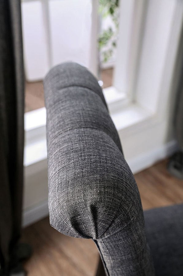 English Elm Classic Dining Side Chairs Set of 2 Button Tufted Scroll-Back Upholstered Wood Rustic Seating for Home Dining Room Gatherings Gray 42 L x 14 W x 20 H B011104801