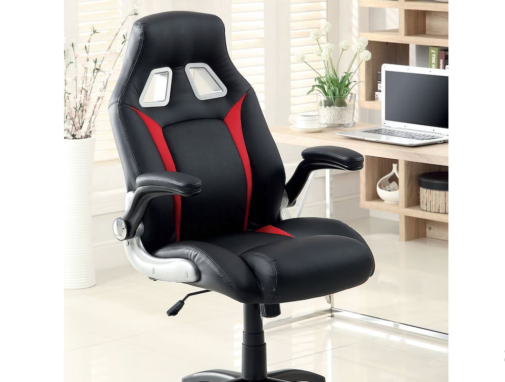 English Elm Stylish Black & Red Gaming Office Chair with Padded Armrests, Adjustable Height, Sturdy Wheels B011104807