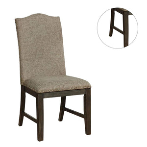 English Elm Transitional Espresso Side Chairs Set of 2 - Warm Gray Fabric, Nailhead Trim, Solid Wood, Padded Seats B011104798