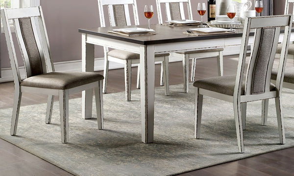 English Elm Classic Dining Side Chairs Set of 2 Button Tufted Scroll-Back Upholstered Wood Rustic Seating for Home Dining Room Gatherings Warm Grey 42 L x 13 W x 19 H B011104806