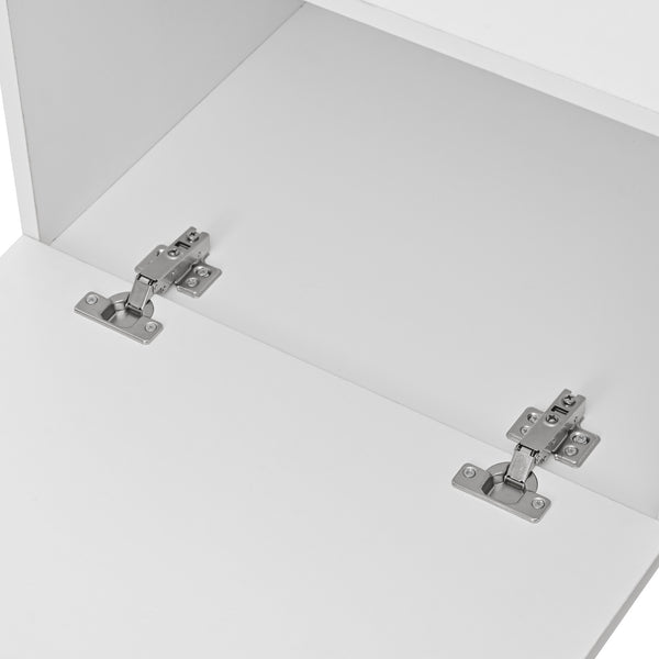 English Elm Modern TV Stand for 80'' TV with 3 Doors – Sleek Media Console, Drop-Down Storage, Durable MDF Design White WF302939AAK