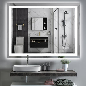 English Elm 48" LED Bathroom Mirror 48" x 36" Frameless Lighted Mirror with Anti-Fog, Touch Dimmer, Color Modes W134070938