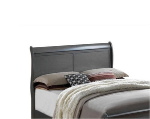English Elm Classic Sleigh Bed Queen Size Solid Wood Louis Phillipe Design Transitional Master Bedroom Focal Piece Gray 27 L x 57 W x 6 H B011S02031