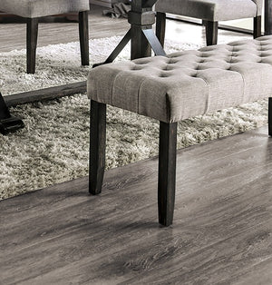 English Elm Classic Rustic Button-Tufted Dining Bench with Linen-Like Upholstery, Solid Wood Frame, 48"W Stylish Seating LIGHT GREY 49 L x 18 W x 7 H B011104805